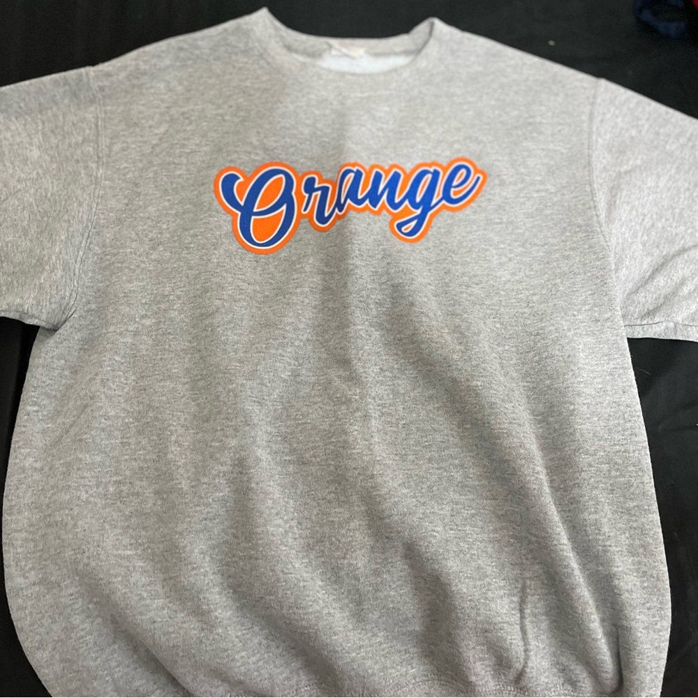 Gray Sweatshirt with 'Orange' Script Logo